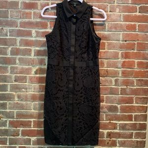 Black High Neck Sleeveless Lace Midi Dress  6P